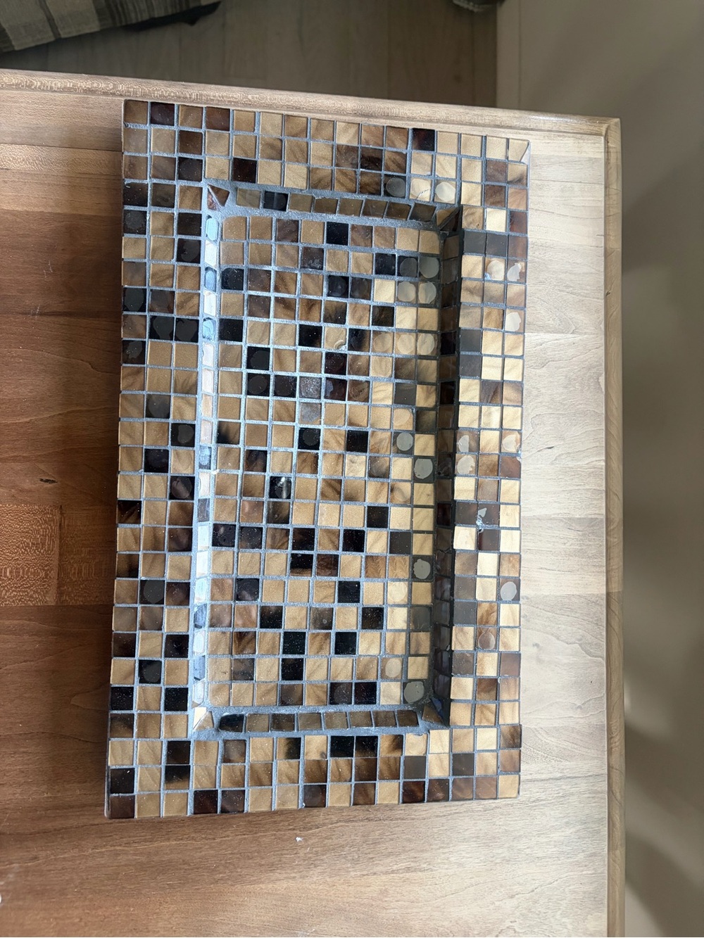 Handcrafted Mosaic Tray in Brown and Black